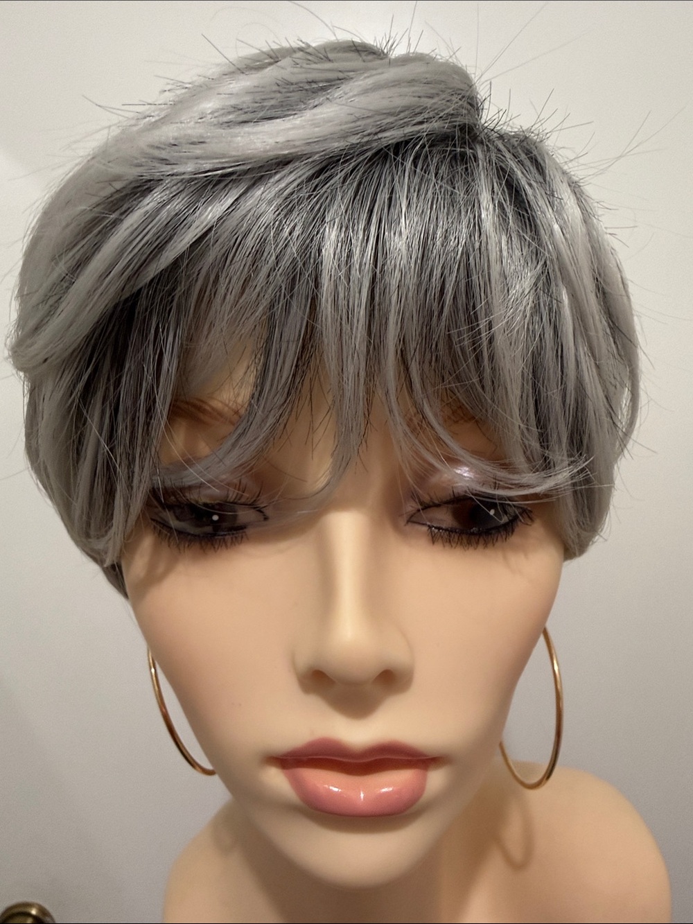 HAIR Pixie Cut with Bangs Free Part Silver/Gray/White - Picture 9 of 14